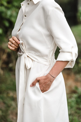 Sukienka ciążowa i do karmienia Szmizjerka Milk&Love - śmietankowa