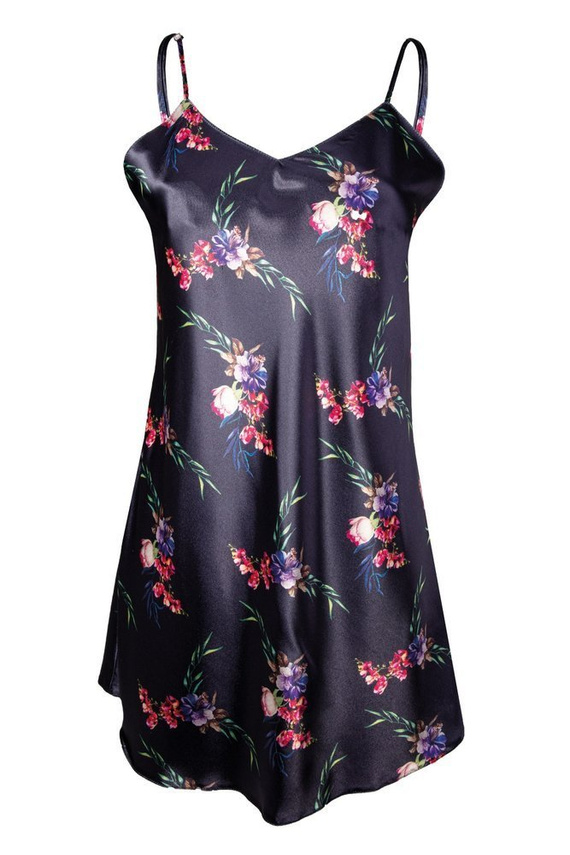 Halka satynowa Flowers DKaren - DK-HK 9 granatowy