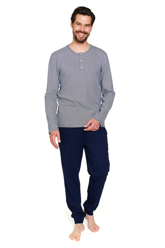 Doctor Nap 7353 – Męska piżama bawełniana | Długi rękaw, spodnie ze ściągaczami