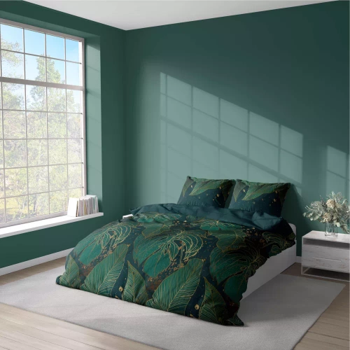 Pościel z mikrofibry 4978 B liście Detexpol zielony