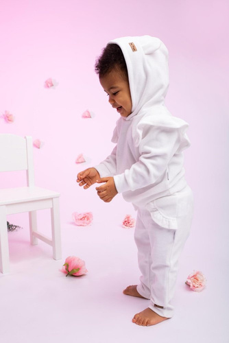 Komplet welurowy bluza + spodnie 169300 "Mix" Nicol - waniliowy