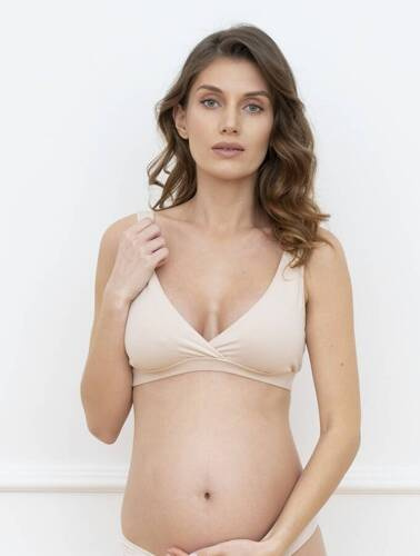 Lux biustonosz ciążowy i do karmienia Italian Fashion- nude/pudrowy