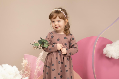 Sukienka z długim rękawem Happiness Pinokio - ciemny róż/druk 