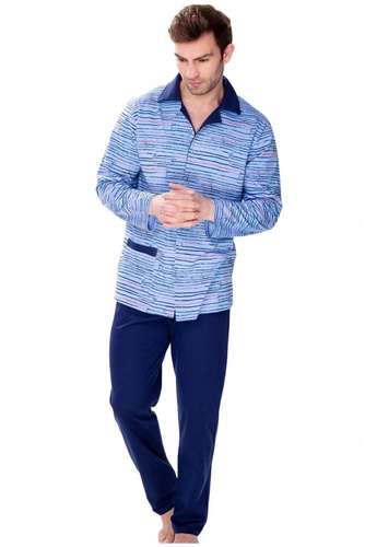 Piżama męska 86022 Henric James Bradley granatowy-druk 