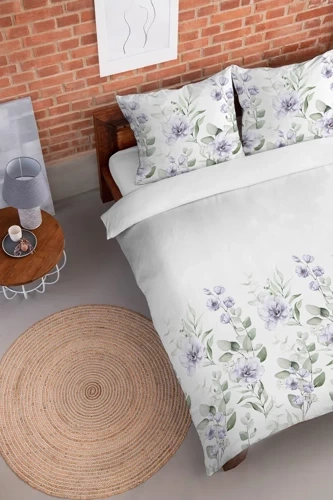 Pościel flanelowa kwiaty polne 4522 B Detexpol biały/róż