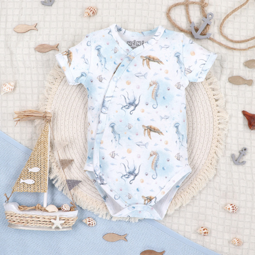 Body Sea Of Joy Nini kopertowe krótki rękaw biały – organiczna bawełna, noworodek