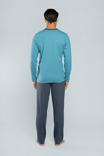 Piżama męska długi rękaw, spodnie Lion Italian Fashion - rudy/grafit