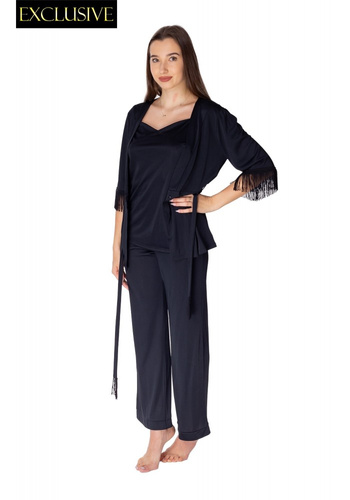Piżama damska trzyczęściowa 86457 Josefine Mewa czarny
