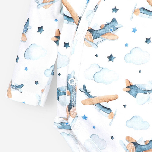 Body kopertowe z bawełny organicznej Samoloty Nini druk