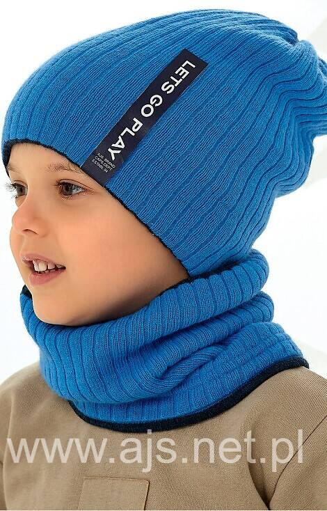 Komplet Czapka dziecięca + tuba/komin 48-411 AJS czarny