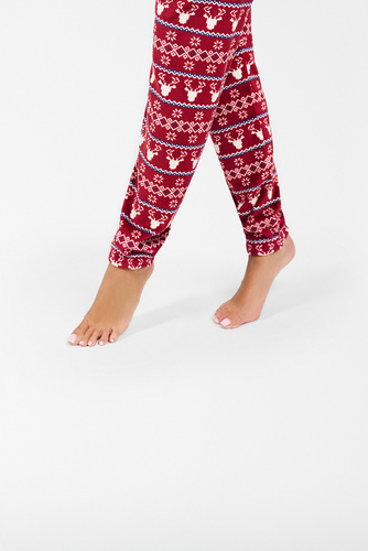 Polarowy Komplet Damski Islandia Italian Fashion - druk bordowy 