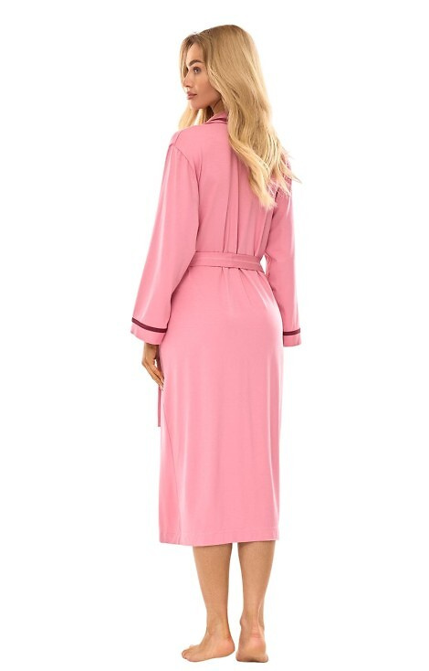 Elegancki szlafrok wiskozowy damski 2506 L&L różowy- komfort i styl