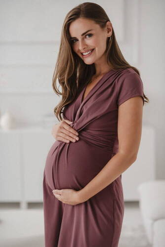 sukienka ciążowa i do karmienia krótki rękaw Loop Milk&Love  rose brown