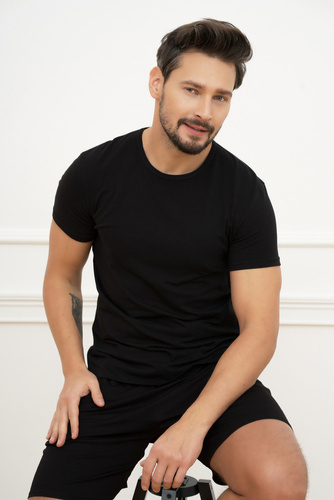 Koszulka męska, krótki rękaw Ikar Italian Fashion - czarny