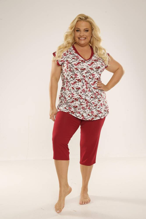 Piżama Damska 489/491 Mia Plus Size Forex- czerwony