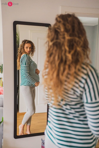 Bluzka ciążowa i do karmienia z rękawem Two Ways Milk&Love butelkowy zielony 