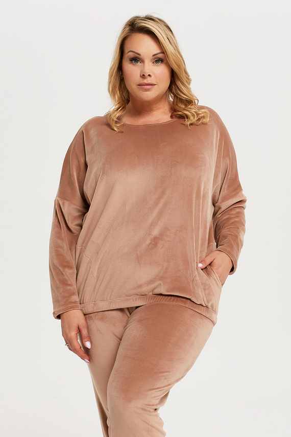 Komplet Damski dł. rękaw, dł. spodnie Juga Italian Fashion czarny - beżowy