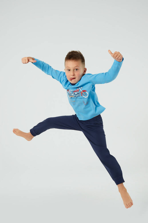 Piżama dziecięca, długi rękaw Junak Italian Fashion - niebieski/granat