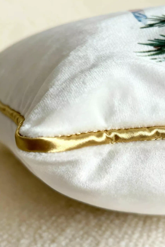 Świąteczna poszewka LED Christmas Time BN23 – velvet 30x50, biało-zielona z 12 lampkami LED