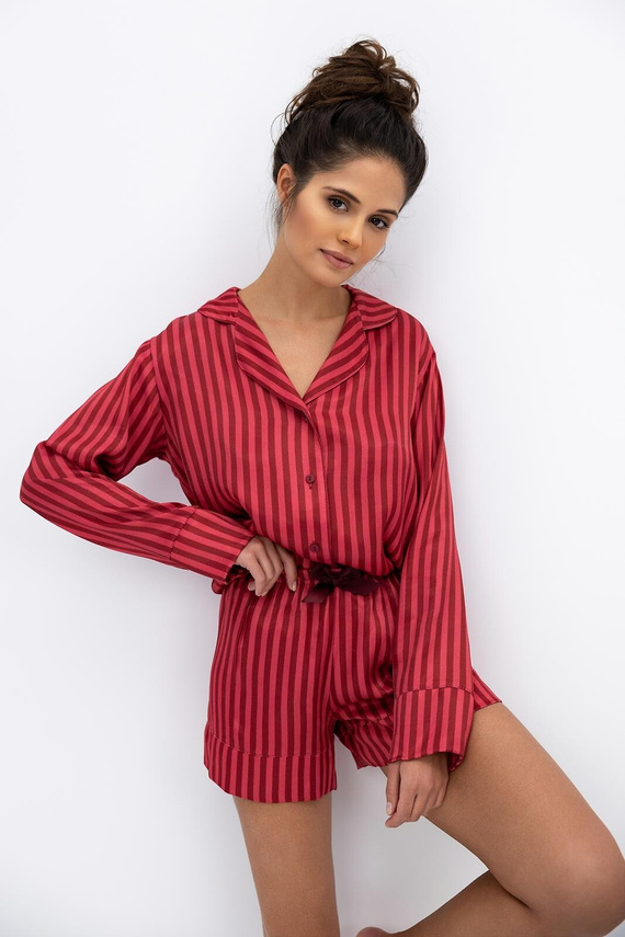 Sensis Vivienne Piżama damska – koszula w paski i szorty, wiskoza