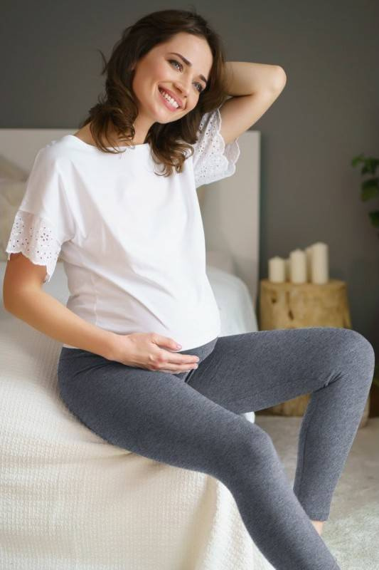 LEG.4241 Legginsy Długie Ciążowe Doctor Nap - dark grey