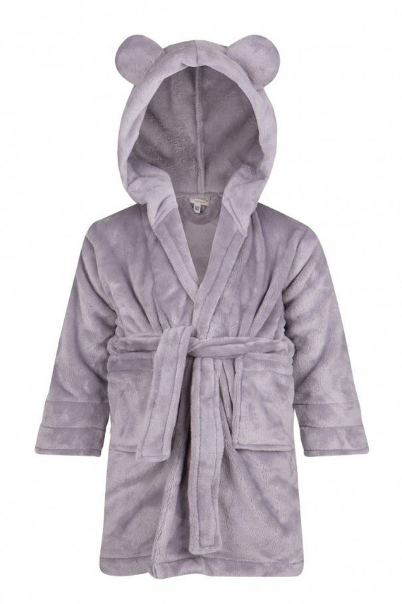 Szlafrok dziecięcy z uszami Teddy ByShelly - jasny szary