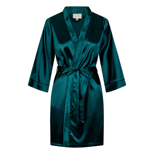 Szlafrok damski satynowy Vesna ByShelly - butelkowy zielony