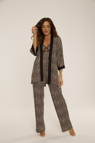 Szlafrok damski 836 Mavis Krótki De Lafense - brąz panterka