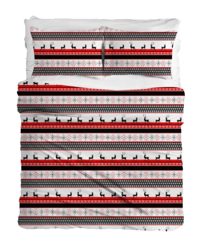 Pościel flanelowa świąteczna śnieżynki F-79A Matex czerwony