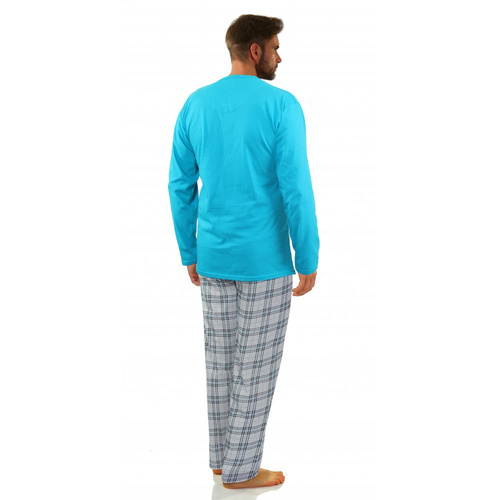 Bawełniana piżama męska z długim rękawem 2379/27 Sesto Senso - turkusowy 