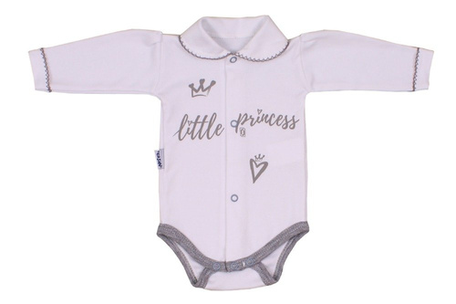 Body rozpinane z kołnierzykiem "LITTLE PRINCESS" białe