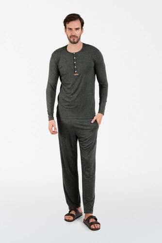 Piżama Męska długi rękaw, długie spodnie Amigo talian Fashion - ciemny melange
