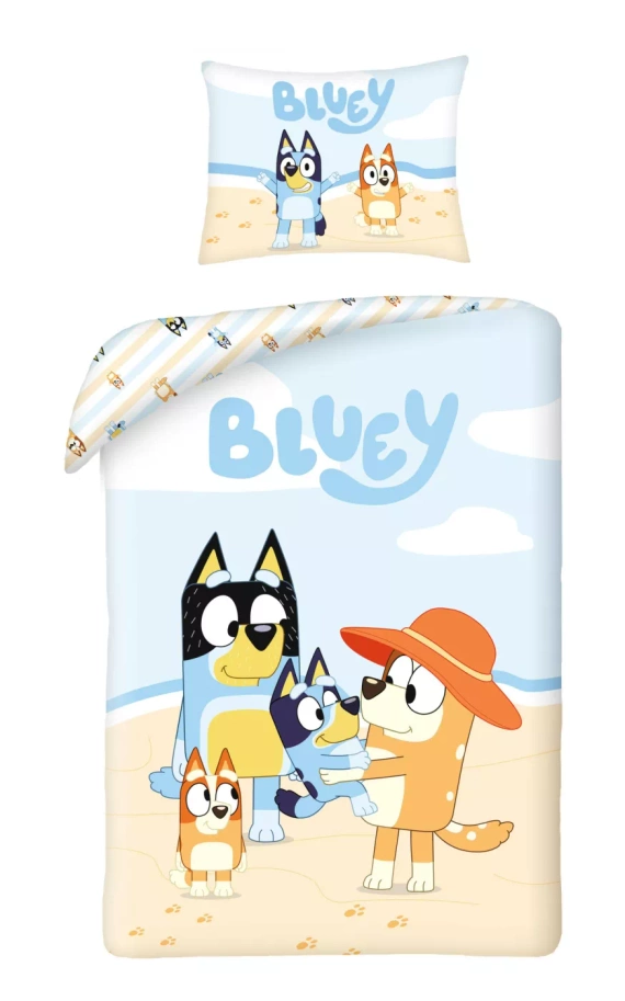 Bluey wakacje Kids 12 Halantex – pościel dziecięca 100% bawełna, kolorowy motyw bajkowy, zamek błyskawiczny