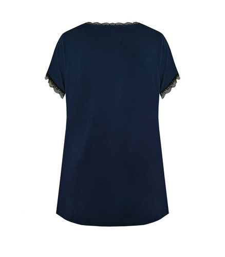 Margot Mix&Match Koszulka Piżamowa Gładka Nipplex - granatowy