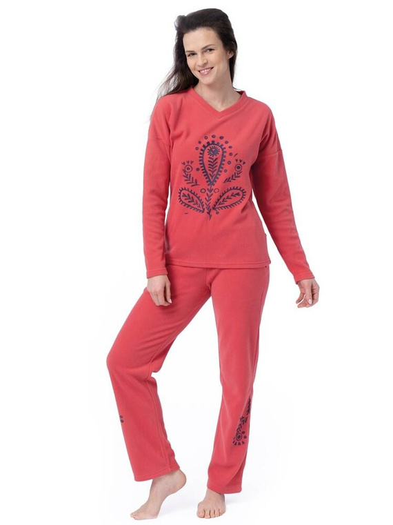 Piżama Damska długi rękaw, długie spodnie 254 Key koralowy
