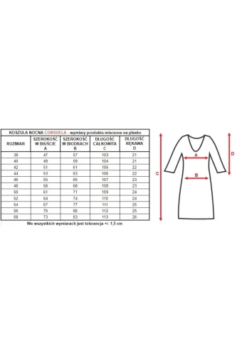 Koszula nocna damska 6127 Consuela Mewa burgundowy