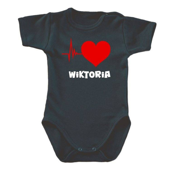 "Puls serca" body krótki rękaw Moocha biały