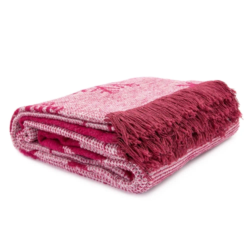 Koc świąteczny renifery 16675A Darymex bordowy