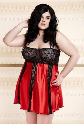 Helen Komplet satynowy Plus Size damski DKaren - czerwony