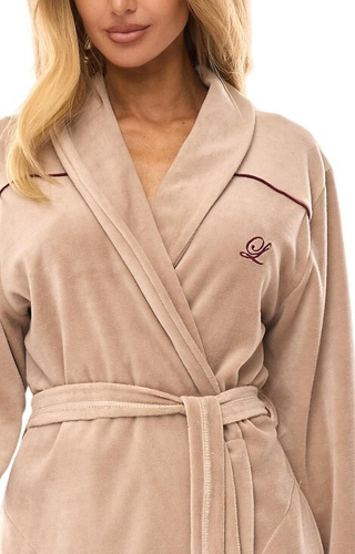 Długi Szlafrok Damski 2508 L&L - beżowy