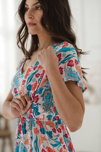 Sukienka ciążowa i do karmienia Lovely Dress Midi Milk&Love paisley na jasnym