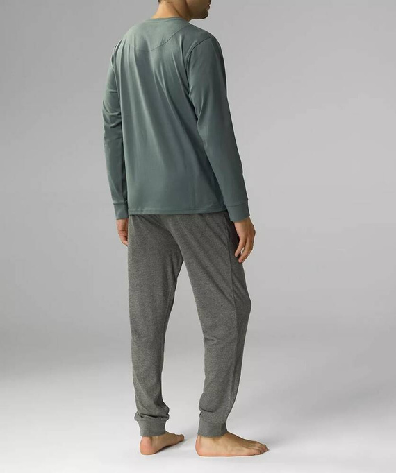 Piżama męska krótki rękaw,NMP-372 Atlantic- szmaragdowy-szary melanż