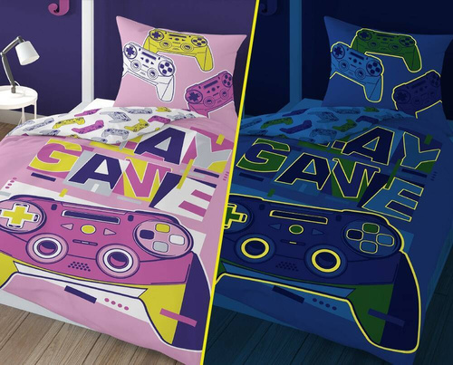 Pościel bawełniana świecąca w ciemności 3582 B Game Over Pady Detexpol
