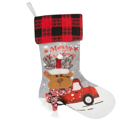 Skarpeta świąteczna but Renne 2 Eurofirany szary/czerwony