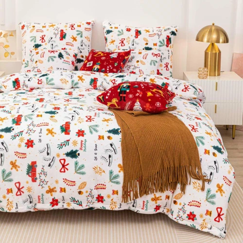 Merry Cozy Pościel pluszowa świąteczna biały miś Spod Igły i Nitki– mikrofibra 100%, 210 g/m²