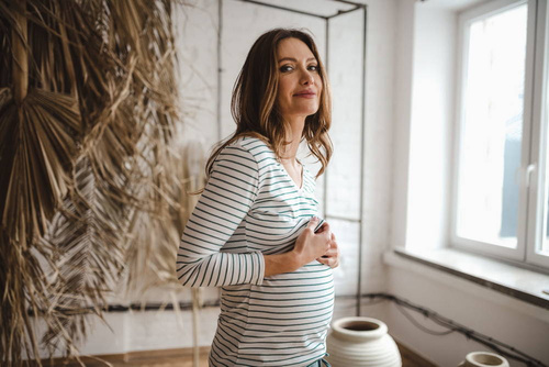 Bluzka ciążowa i do karmienia Milk Shirt Milk&Love w zielono-białe paski