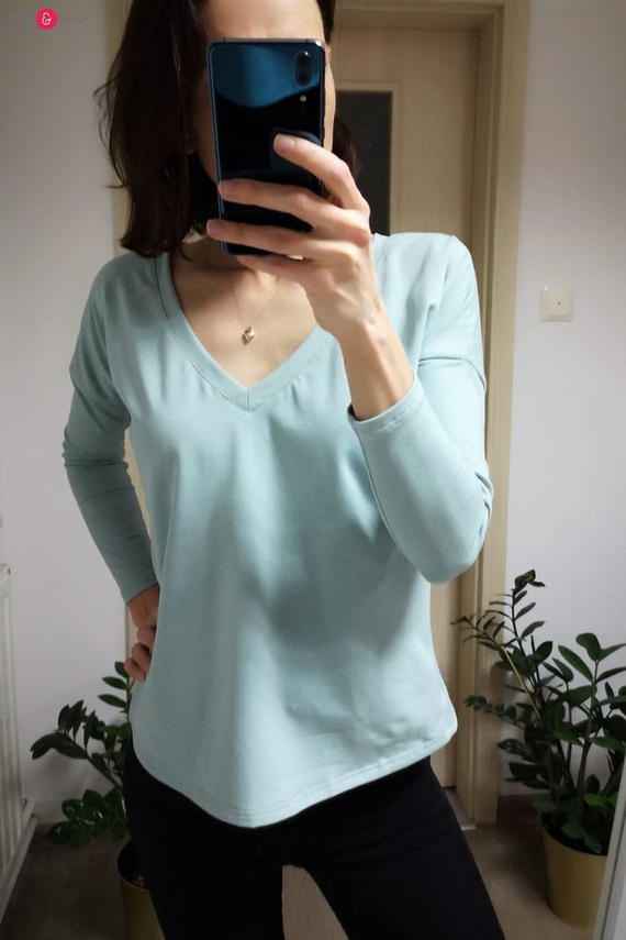 Bluzka ciążowa i do karmienia z rękawem Two Ways Milk&Love miętowy