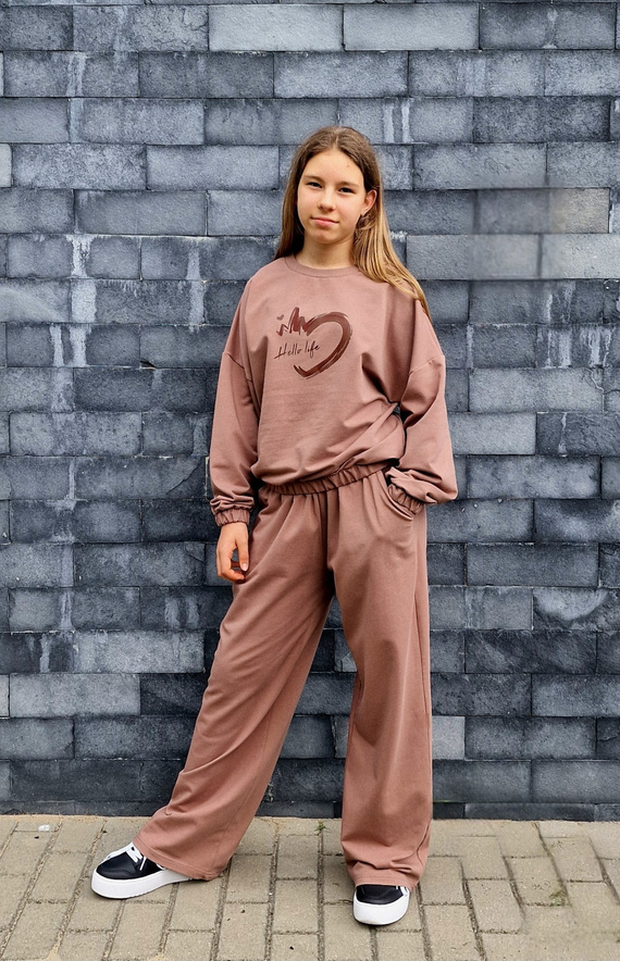 Bluza bawełniana dziecięca Bambarillo Gaja brązowy | Dresówka z nadrukiem