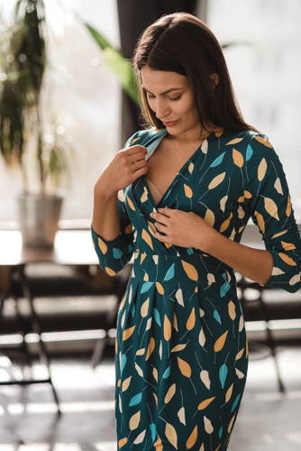 Sukienka ciążowa i do karmienia Grow with me Milk&Love turkus w listki