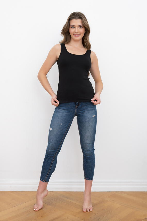 Ibiza Koszula Damska szerokie ramiączka Italian Fashion- czarna